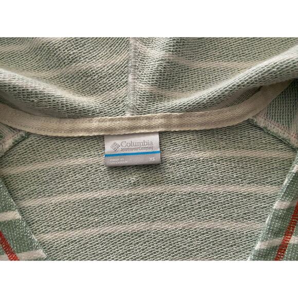 COLUMBIA PFG Green/White Stripe Soft Baja Hoodie Womens sz XL - Picture 3 of 9